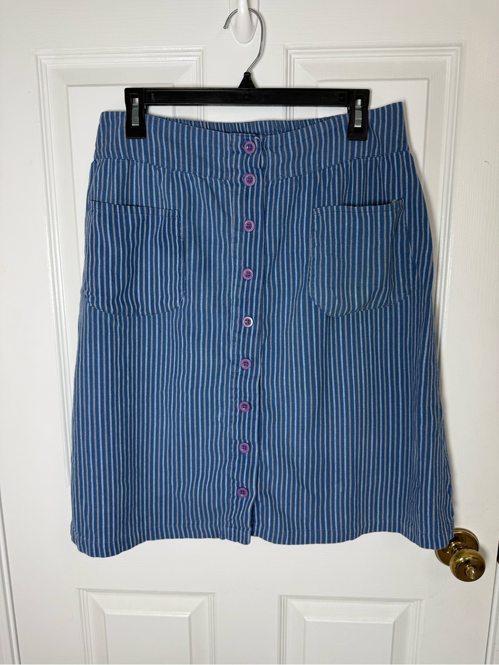 Passion Lilie Skirt Stripe Denim Sustainable Fair Trade 100% Cotton M